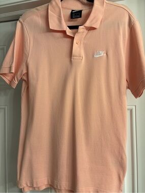 Nike Peach Polo with White Embroidered Swoosh